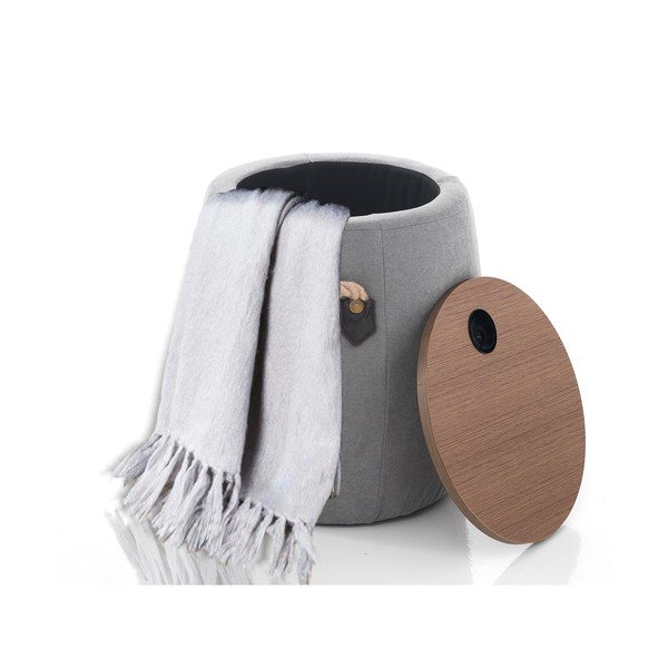Sivý puf s úložným priestorom Tomasucci Barril, ø 40 cm-image-2