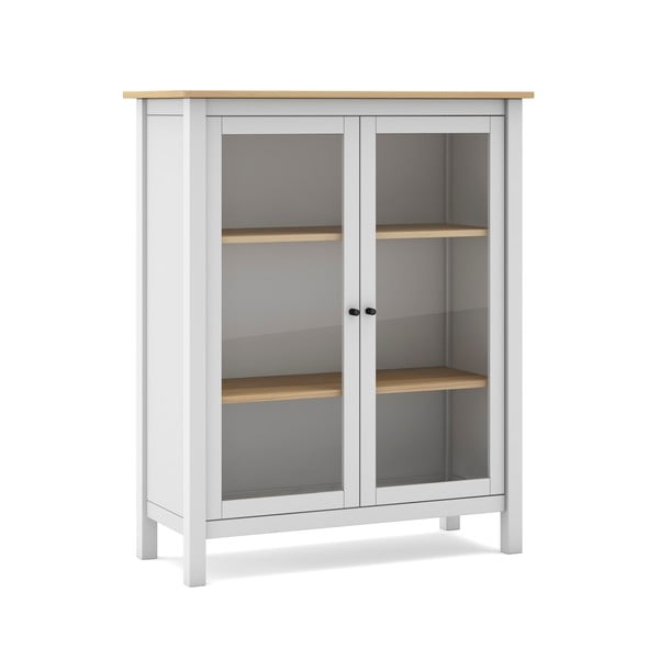 Biela/prírodná vitrína z borovicového dreva 90x110 cm Misti – Marckeric-image-2