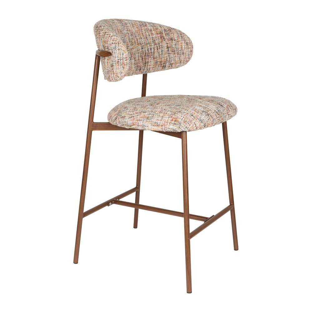 E-shop Hnedá čalúnená barová stolička (výška sedadla 65 cm) Claes – White Label