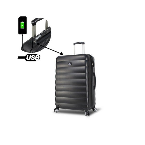 Čierny cestovný kufor na kolieskach s USB portom My Valice COLORS RESSNO Large Suitcase-image-2