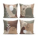 Súprava 4 obliečok na vankúše Minimalist Cushion Covers Drawing Face, 43 x 43 cm