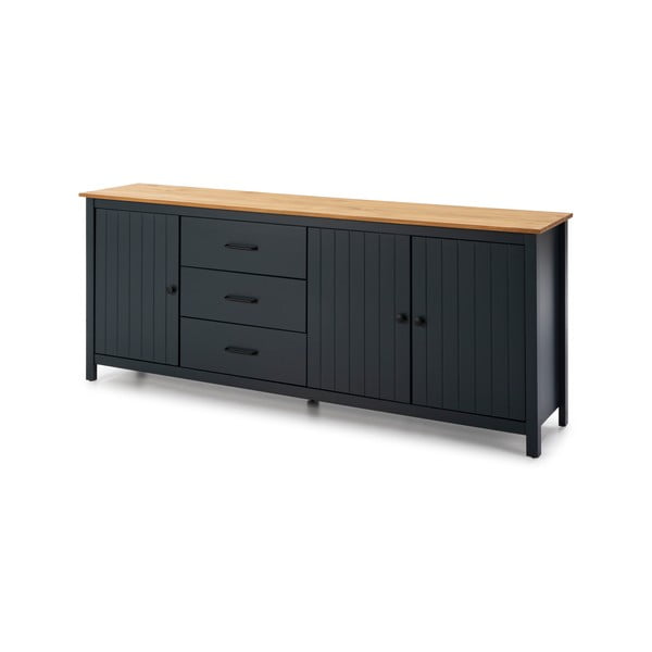 Tmavomodrá nízka komoda z borovicového dreva 190x80 cm Miranda – Marckeric-image-3