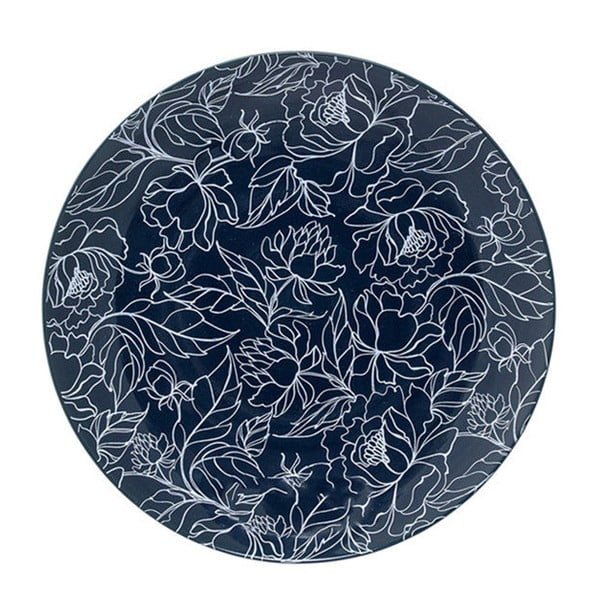 Tmavomodrý tanier Bloomingville Fleur, ⌀ 20 cm
