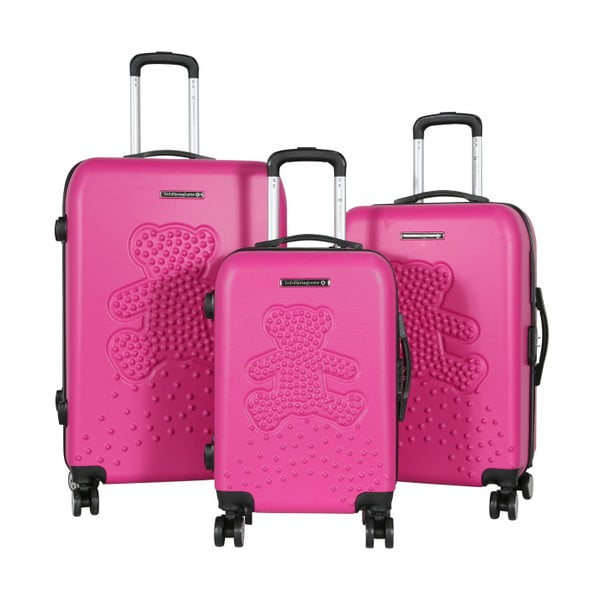 Sada 3 ružových cestovných kufrov LULU CASTAGNETTE Mia