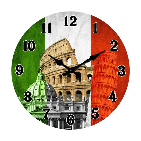Sklenené hodiny V Taliansku, 34cm