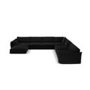 Čierna zamatová rohová pohovka (pravý roh/do "U") Vanda – Mazzini Sofas