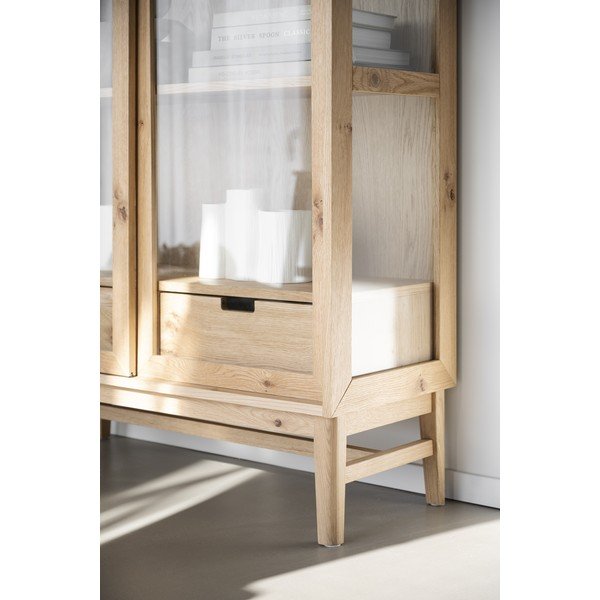 Vitrína v dekore duba s posuvnými dverami v prírodnej farbe 100x203 cm Hazelton – Rowico-image-4