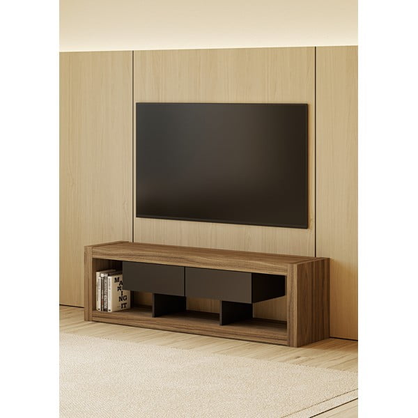 Hnedo-čierny TV stolík v dekore orecha 175x52 cm Nara – TemaHome-image-1
