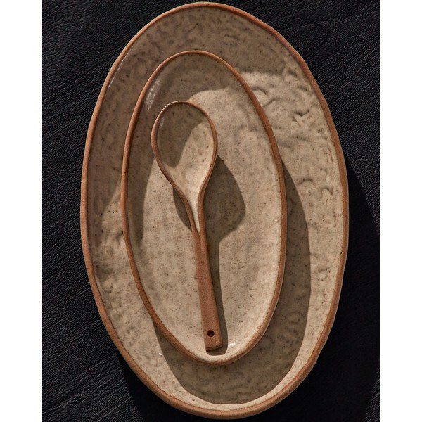 Béžové servírovacie keramické taniere v súprave 3 ks Zunel – Kave Home-image-1