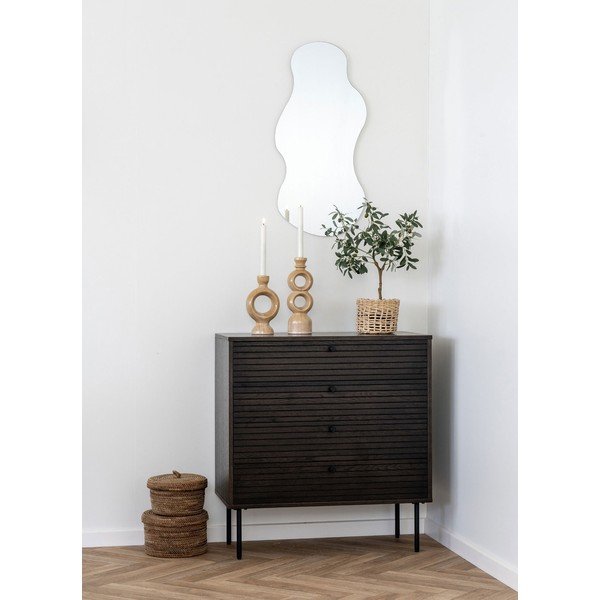 Tmavohnedá nízka komoda v dekore duba 80x85 cm Kyoto – House Nordic-image-1