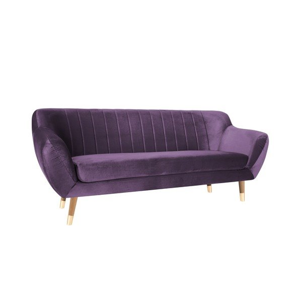 Fialová zamatová pohovka Mazzini Sofas Benito, 188 cm-image-2