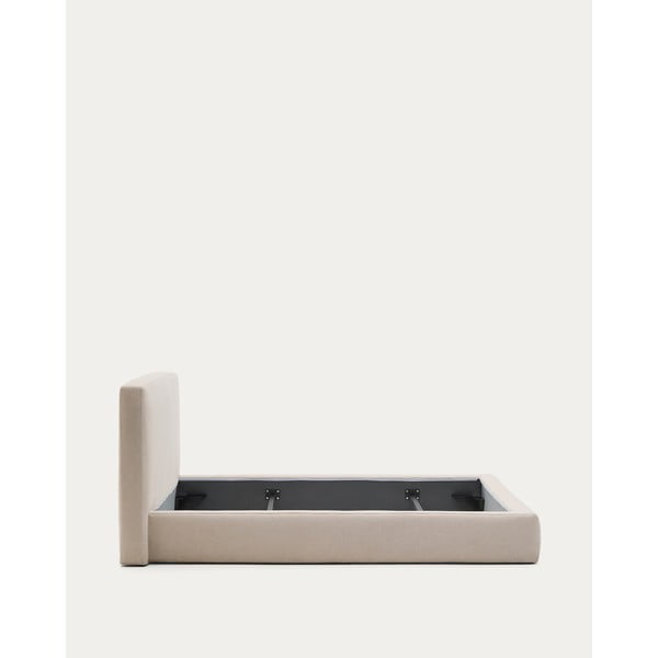 Béžová čalúnená dvojlôžková posteľ bez roštu 180x200 cm Blok – Kave Home-image-4