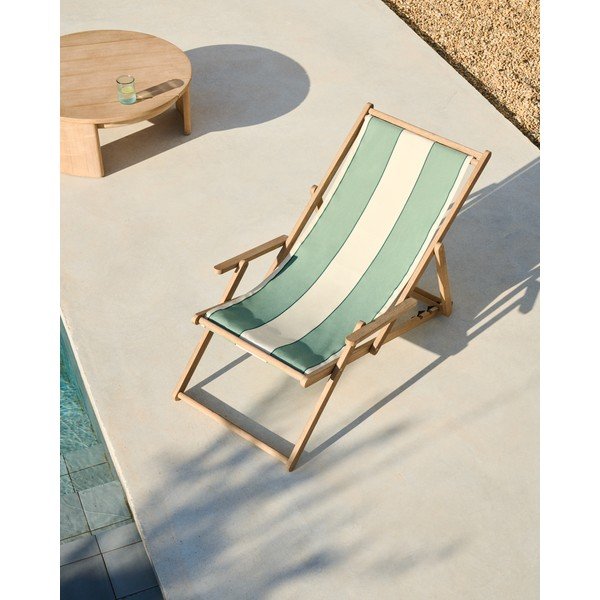 Zelené drevené záhradné ležadlo Vilara – Kave Home-image-1