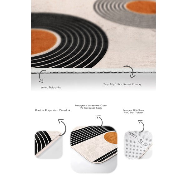 Béžové zamatové kúpeľňové predložky v súprave 2 ks 60x100 cm Dot Arch – Mila Home-image-4