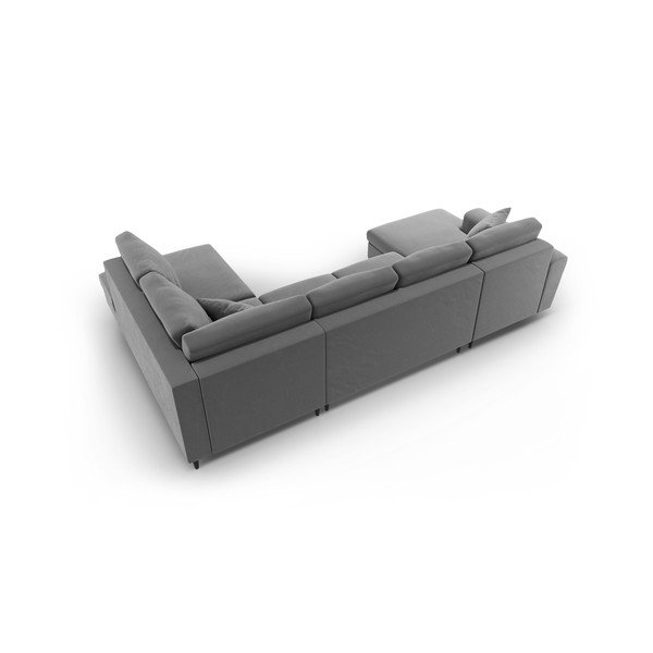 Svetlosivá zamatová rozkladacia/s úložným priestorom rohová pohovka (pravý roh/do "U") Kyoto – Cosmopolitan Design-image-4