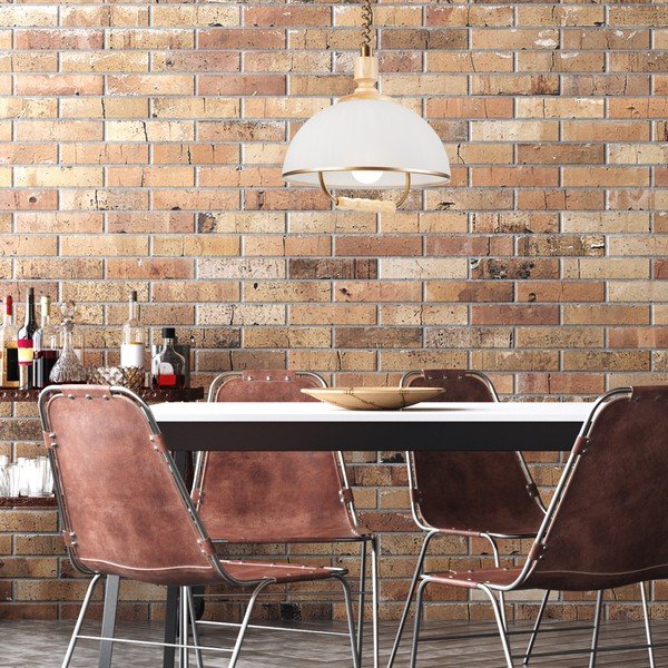 Závesné svietidlo v bronzovo-prírodnej farbe so skleneným tienidlom ø 30 cm Ramona – LAMKUR-image-3