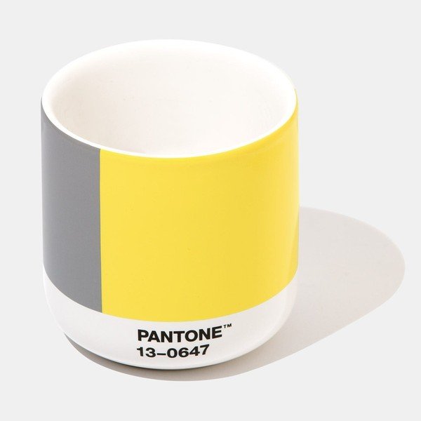 Žlto-sivý keramický termohrnček Pantone Cortado, 175 ml-image-1