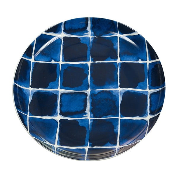 Modro-biely porcelánový tanier Santiago Pons Indigo, 21 cm
