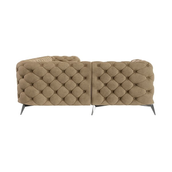 Svetlohnedá zamatová rohová pohovka (ľavý roh/do L) Chelsea – Ropez-image-2