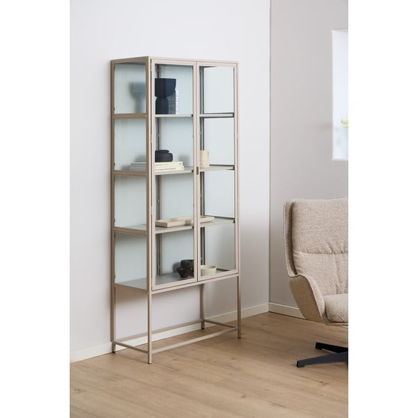 Sivá vitrína 77x186x35 cm Seaford – Actona-image-1