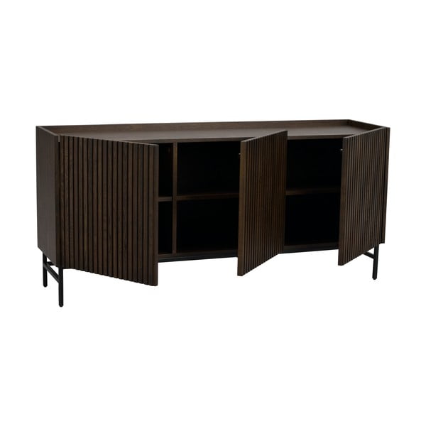 Tmavohnedá nízka komoda z dubového dreva 160x75 cm Halifax - Rowico-image-3