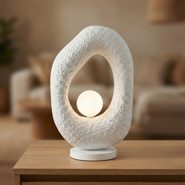 Biela kovová stolová lampa (výška  50 cm) Lore – Opviq lights-image-3