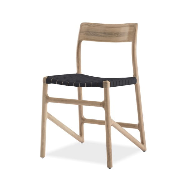 Jedálenská stolička z masívneho dubového dreva s čiernym sedadlom Gazzda Fawn