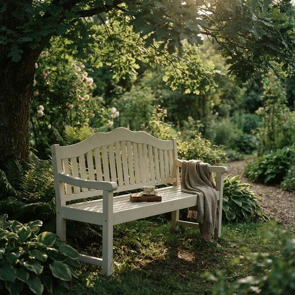 Biela drevená záhradná lavica Austin – Garden Pleasure-image-3