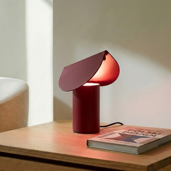 Vínovočervená hliníková LED stolová lampa (výška  15 cm) BISCUIT – Thoro-image-1