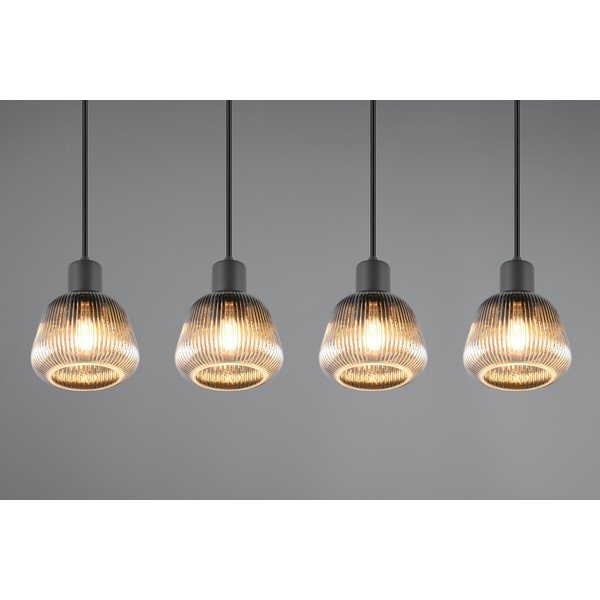 Čierne závesné svietidlo so skleneným tienidlom ø 15 cm Tarifa – Trio-image-2