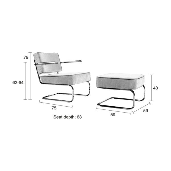 Svetlosivé kreslo Zuiver Rib-image-3