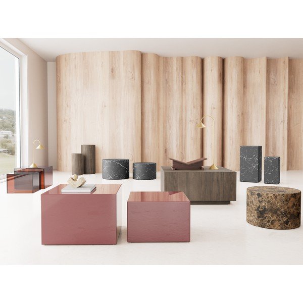 Hnedé sklenené konferenčné stolíky v súprave 2 ks 50x50 cm Dice – Actona-image-1