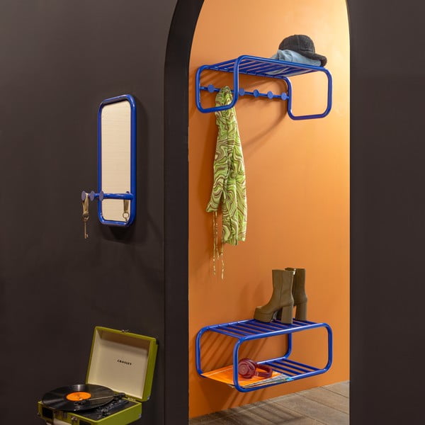 Modrý kovový vešiakový panel 35x60x11 cm Retro – Spinder Design-image-1