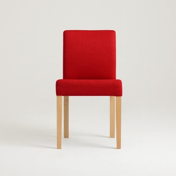 Červená stolička s bukovými nohami Wilton