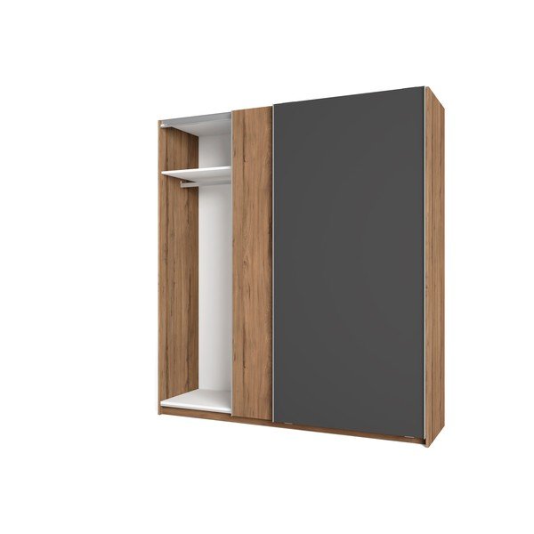 Sivá šatníková skriňa v dekore orecha s posuvnými dverami 182x200 cm Malta - Marckeric-image-2