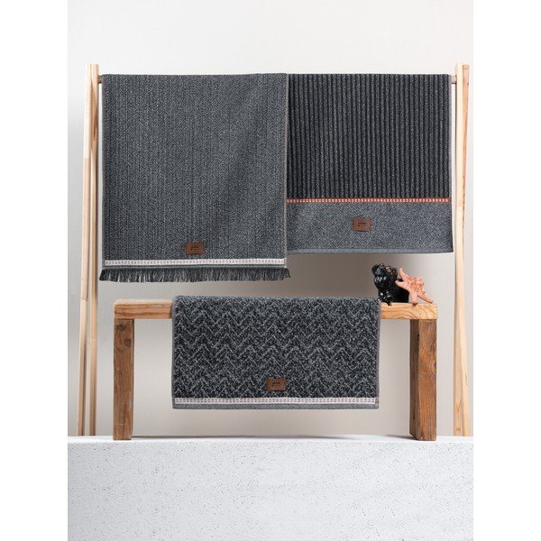 Antracitové uteráky v súprave 3 ks 50x90 cm Denim – Foutastic-image-2