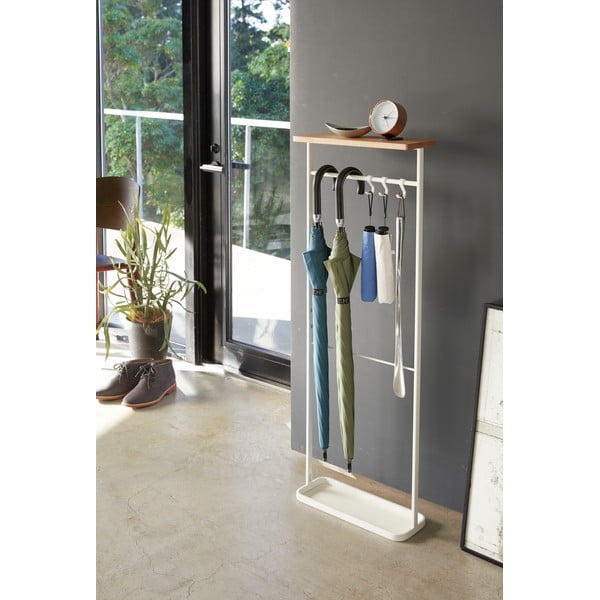 Biely stojan na dáždniky s drevenou policou Yamazaki Tower-image-4