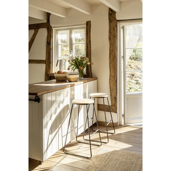 Barové stoličky v čierno-prírodnej farbe v súprave 2 ks (výška sedadla 70 cm) Loft – Wenko-image-1