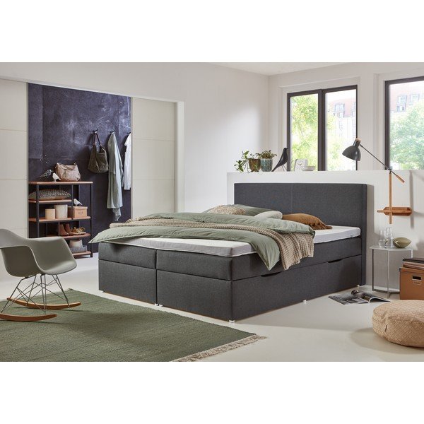 Sivá boxspring posteľ s úložným priestorom 180x200 cm Harry – Rojaplast-image-1