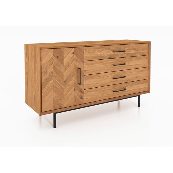 Nízka komoda z dubového dreva v prírodnej farbe 144x80 cm Abies - The Beds-image-1