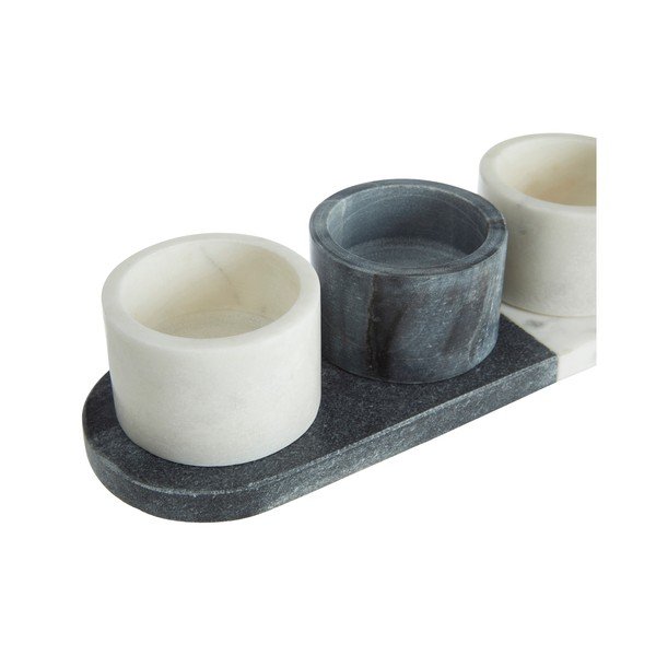 Sada 3 bielo-sivých mramorových servírovacích misiek Premier Housewares Marble-image-3
