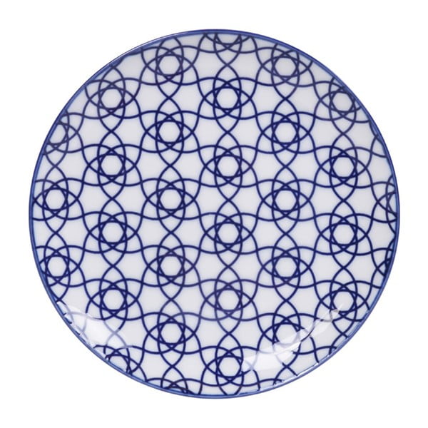 Modrý porcelánový tanier Tokyo Design Studio Stripe, ø 16 cm