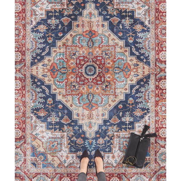 Tmavomodro-červený behúň Nouristan Sylla, 80 x 200 cm-image-1