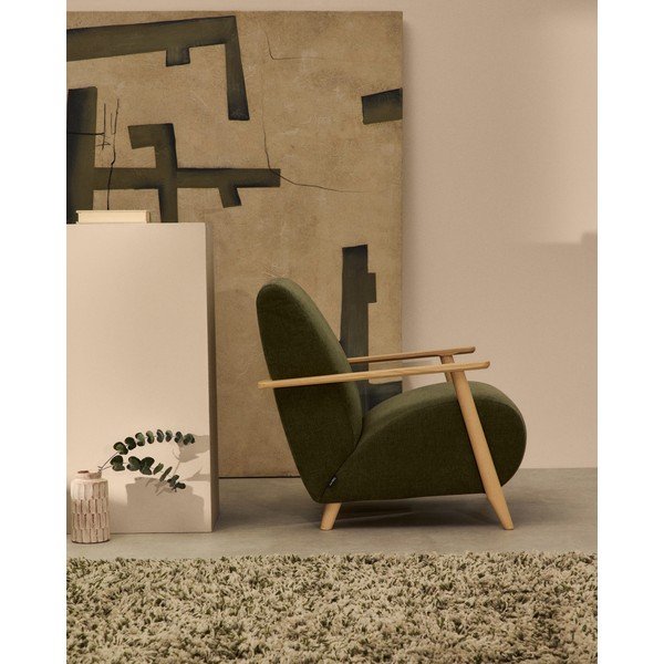 Zelené ženilkové kreslo Meghan – Kave Home-image-3
