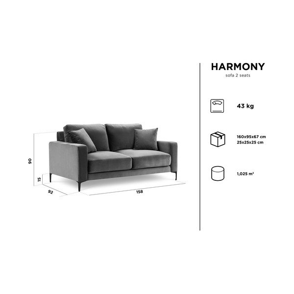 Ružová zamatová pohovka Kooko Home Harmony, 158 cm-image-4