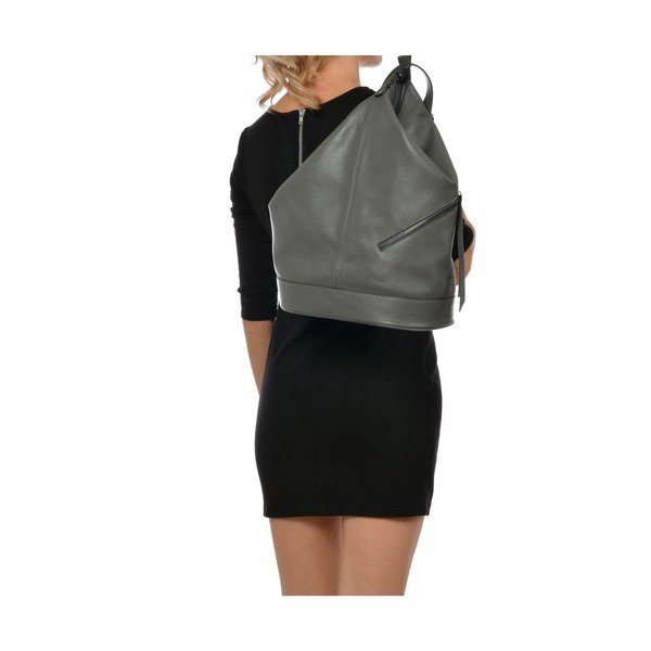 Sivý kožený batoh Carla Ferreri Chic-image-4