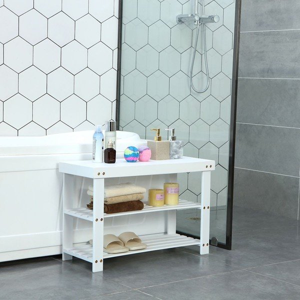 Biely bambusový regál na 6 párov topánok Songmics, šírka 70 cm-image-1