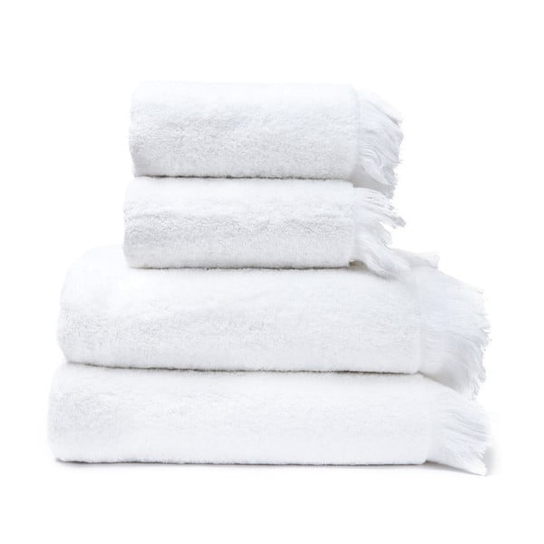 Set 2 bielych uterákov a 2 osušiek z čistej bavlny Casa Di Bassi