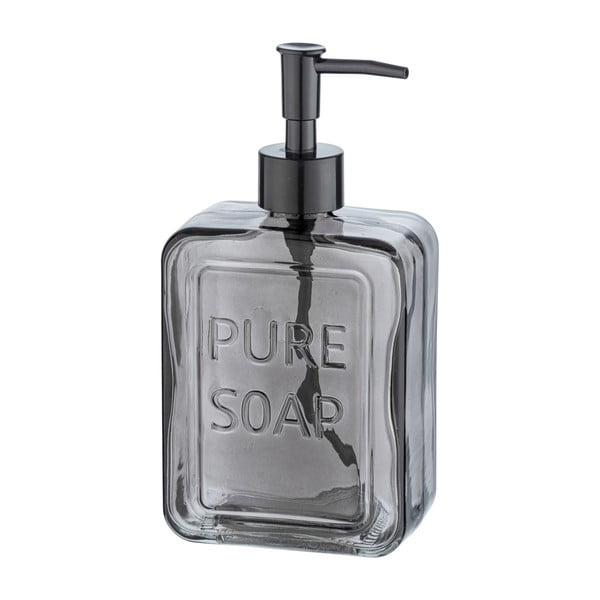 Sivý sklenený dávkovač na mydlo Wenko Pure Soap