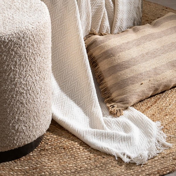 Krémovobiely pléd z recyklovanej bavlny 180x260 cm Spike – Ixia-image-1